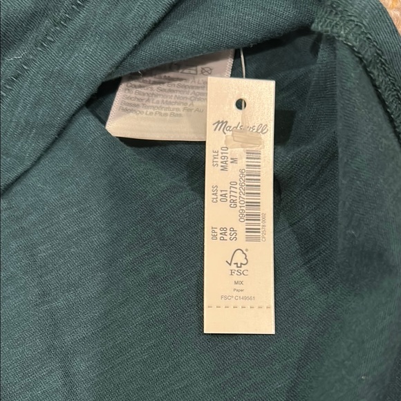 NWT Madewell Whisper Cotton Dark Green Turtleneck Top - Picture 3 of 5